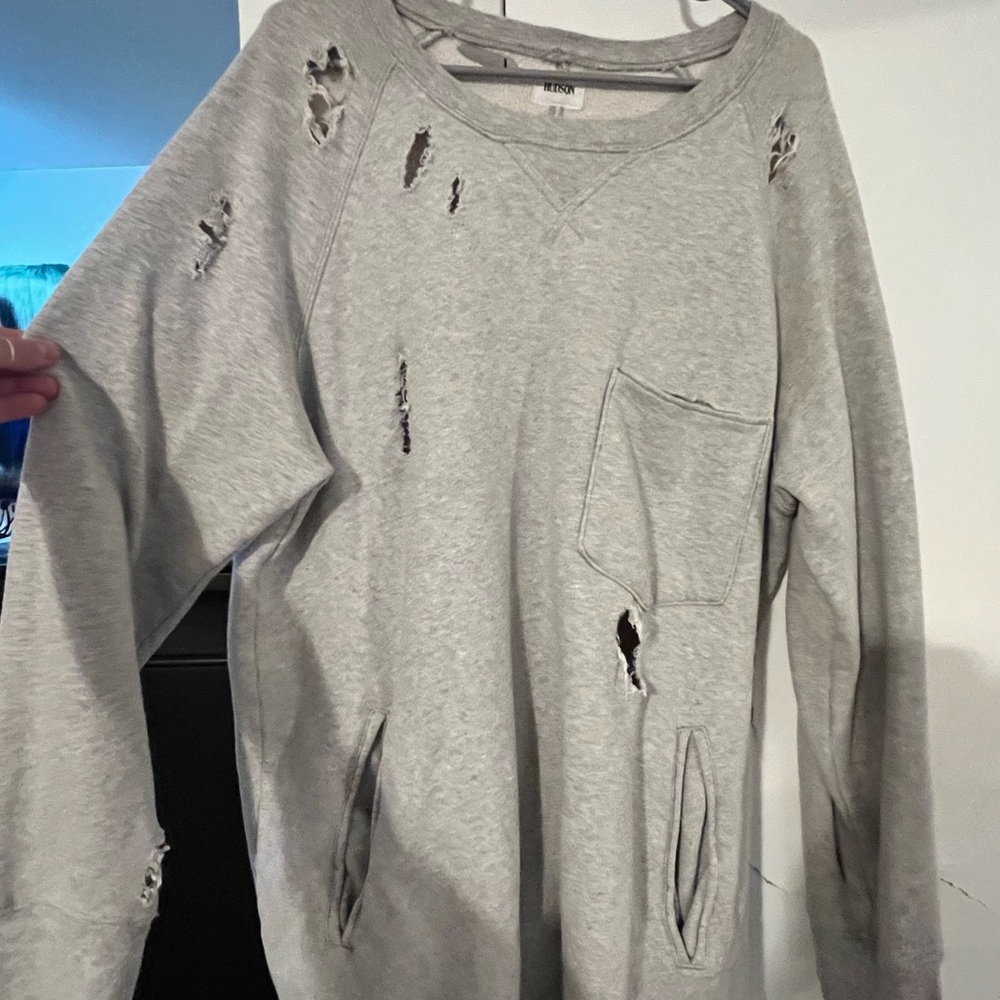 Hudson Distressed Crew Neck